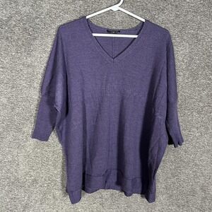 Eileen Fisher Sweater Womens Petite Medium Purple Merino Wool V Neck Tunic